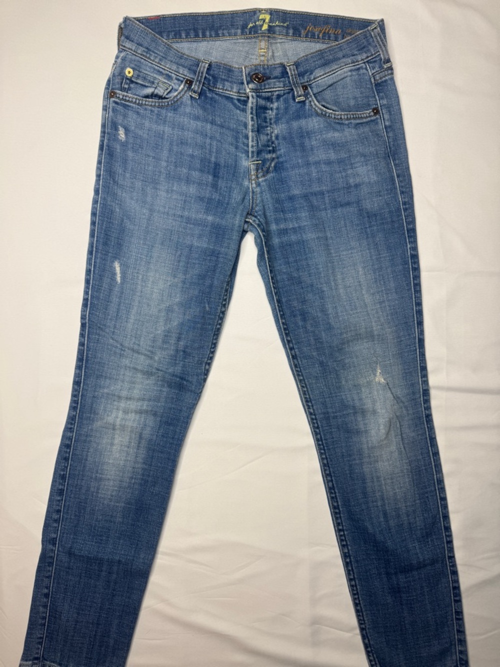 7 For All Mankind Josefina Skinny Boyfriend Jeans Size 25 Light Wash Distressed